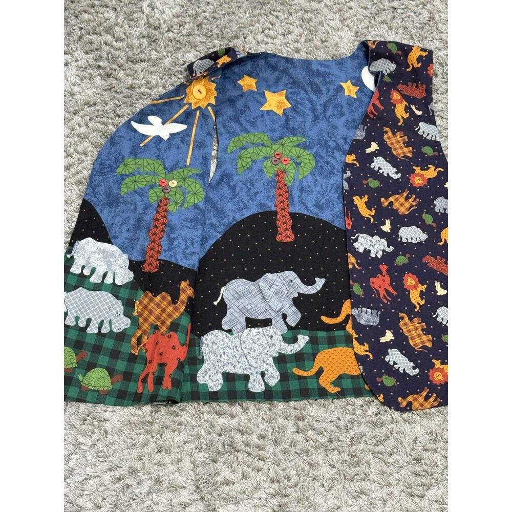 Vintage 90s Handmade Noah’s Ark Patchwork Reversible Vest Women’s Size L Boho - Picture 10 of 11